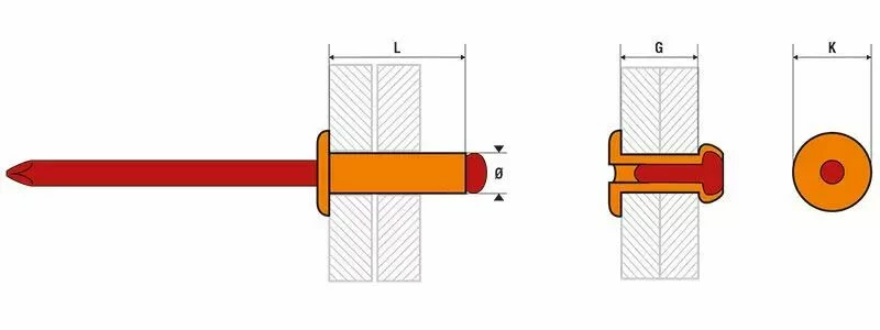 Rivet Standard - Tête Plate Normale - Alu/tige Acier 4 Rivet Standard - Tête Plate Normale - Alu/tige Acier – Image 4